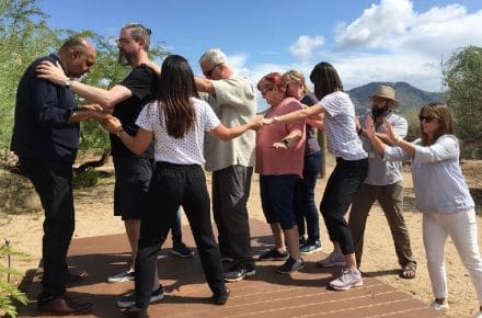 Counsellor Steve taking part in therapeutic exercise