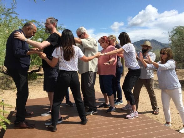 Counsellor Steve taking part in therapeutic exercise